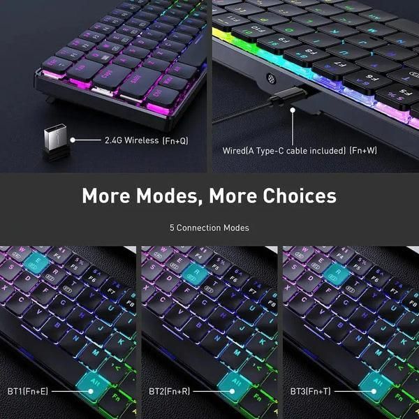 Беспроводная механическая клавиатура Onikuma G-19 с RGB подсветкой и Bluetooth для ПК и ноутбука Черный 4374877 фото