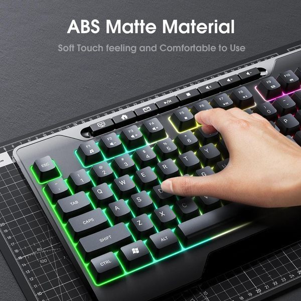Ігрова дротова клавіатура ONIKUMA G-72 з RGB підсвіткою, безшумна, 104 клавіші, геймерська мембранна клавіатура для ПК та ігор 5784377 фото