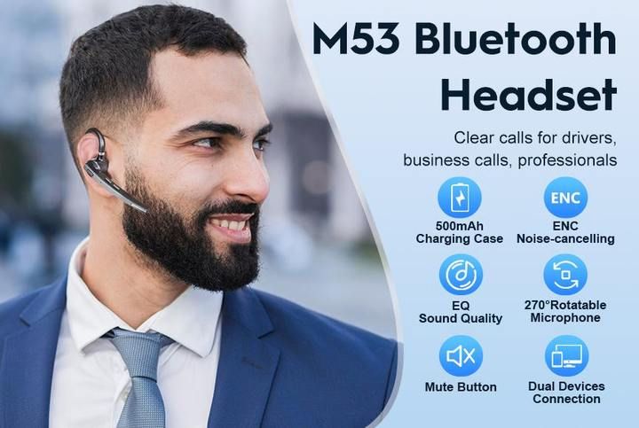 Бездротова Bluetooth гарнітура New Bee M53 із шумопоглинанням та зарядним кейсом Чорний 565674 фото