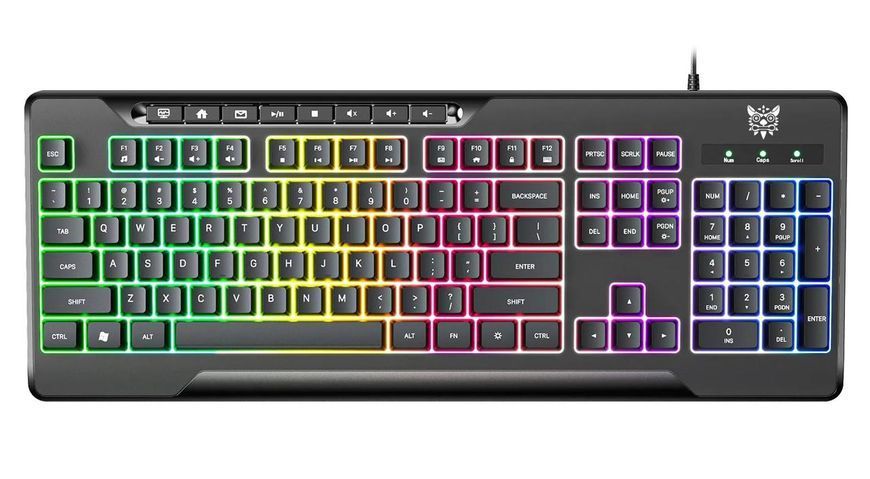Ігрова дротова клавіатура ONIKUMA G-72 з RGB підсвіткою, безшумна, 104 клавіші, геймерська мембранна клавіатура для ПК та ігор 5784377 фото