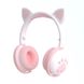 Дитячі бездротові стерео навушники з котячими вушками і LED підсвічуванням Біла пудра 56653 фото 1